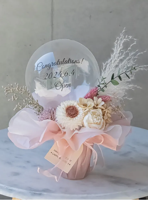 【結婚式 電報_祝電】mini bubble nuance rose _ ラッピーのバルーン電報