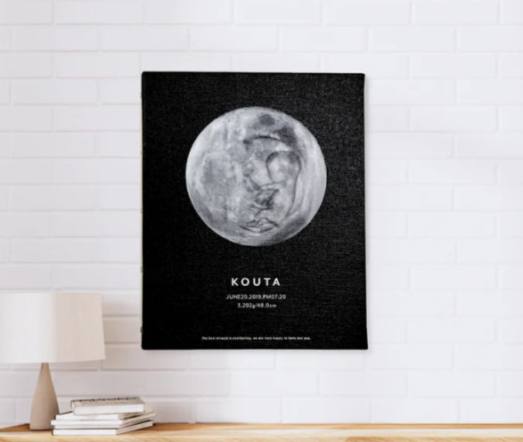 Moon-エコーキャンバス【エコー1枚】＊BANK OF MEMORIES＊【ご出産祝い】エコー写真でエコー写真キャンバスを作る。想い出をアートに。