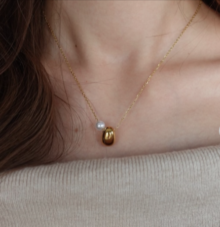 2_18(水)再販 drop pearl necklace _ 金属アレルギー対応のアクセサリー crea.jewelry