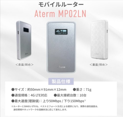 Aterm リチャージSIM10ギガ_365日セット モバイルルーター _ ギガ付きモバイルルーター _ 【公式】リチャージモバイル WiFi SIM